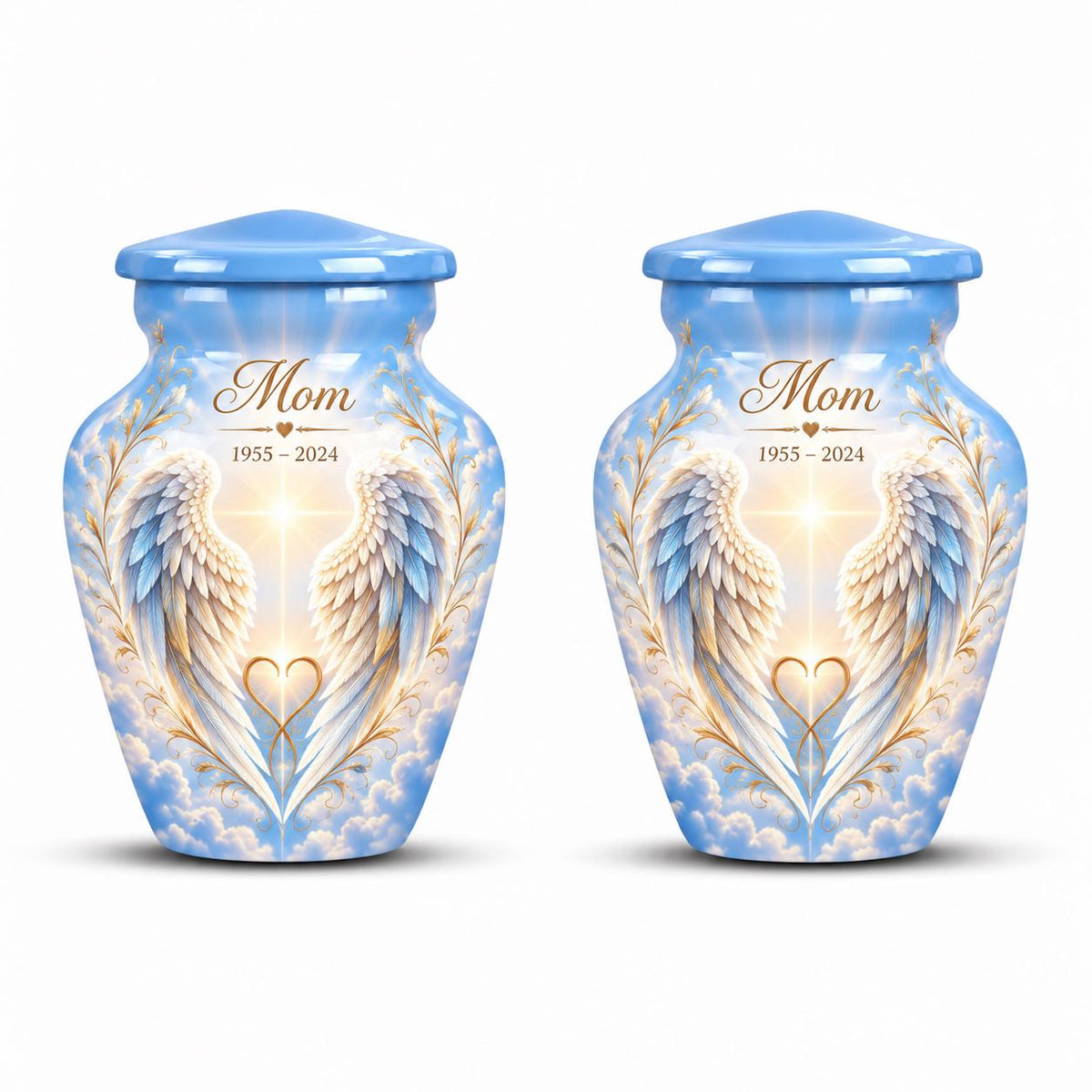 Personalized Angel Wings Urn For Mom - Heaven Memorial