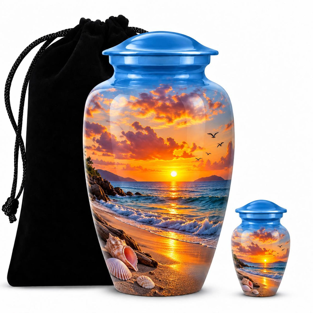 Personalized Beach Cremation Urn - Sunset Ocean Memorial
