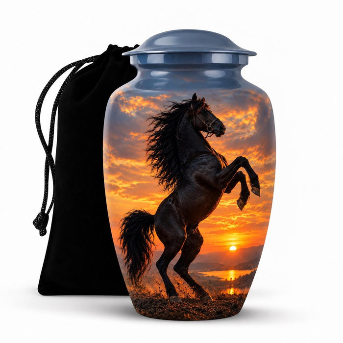 Personalized Horse Memorial Urn - Sunset Equestrian Urn