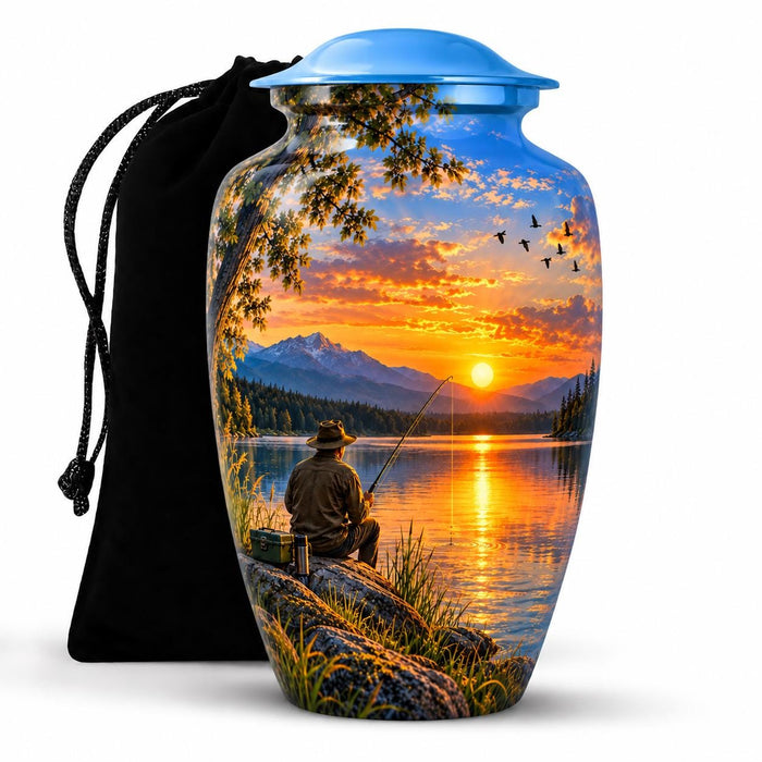 Personalized Fishing Memorial Urn For Dad - Sunset Urn