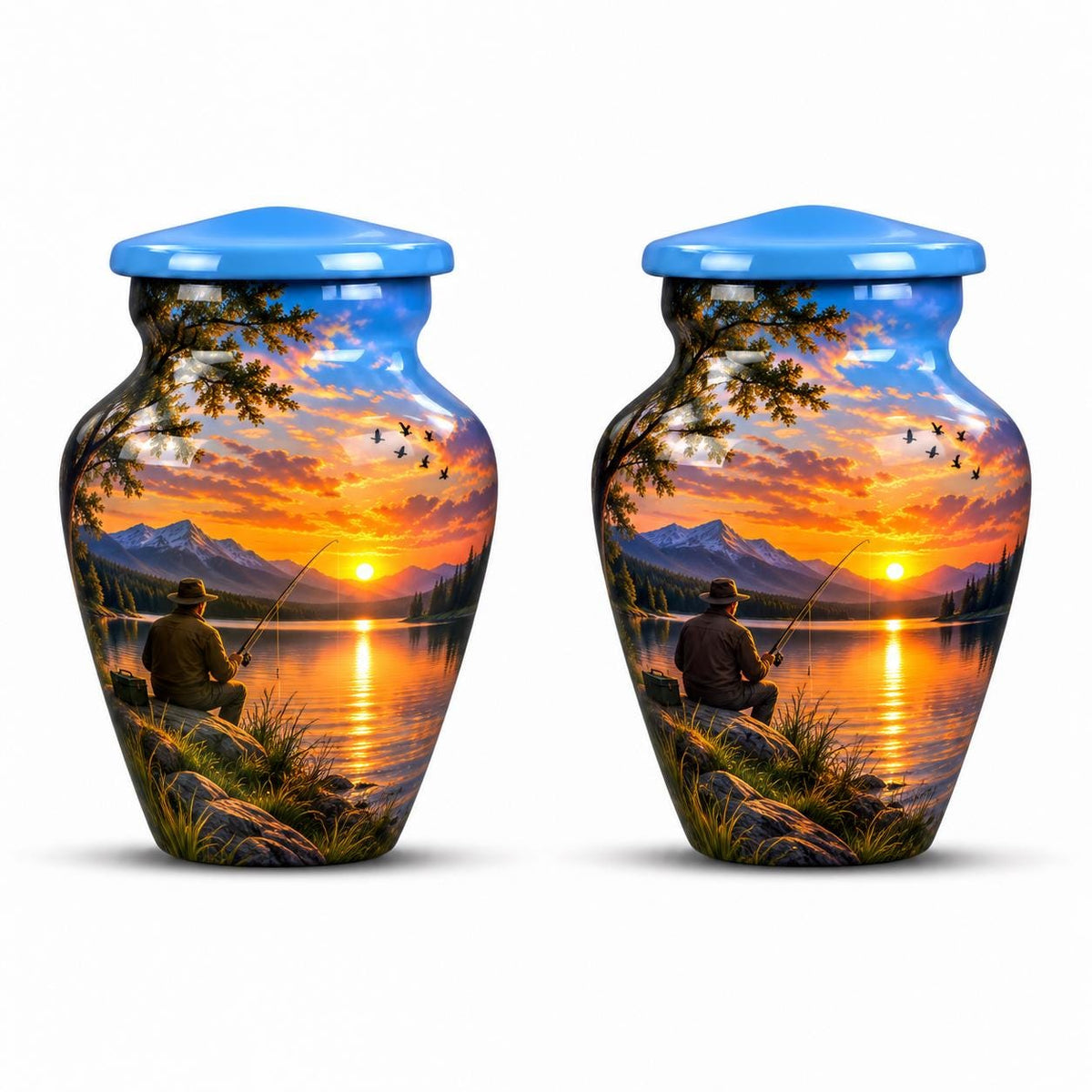 Personalized Fishing Memorial Urn For Dad - Sunset Urn