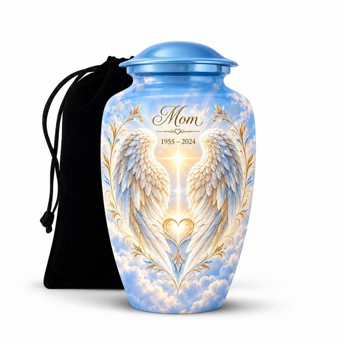 Personalized Angel Wings Urn For Mom - Heaven Memorial