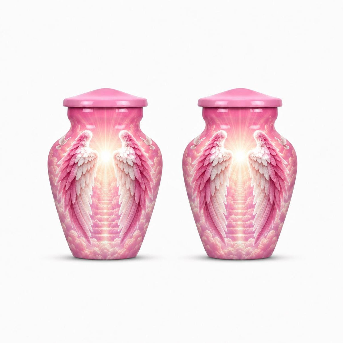 Personalized Pink Angel Wings Urn For Mom - Heaven Urn