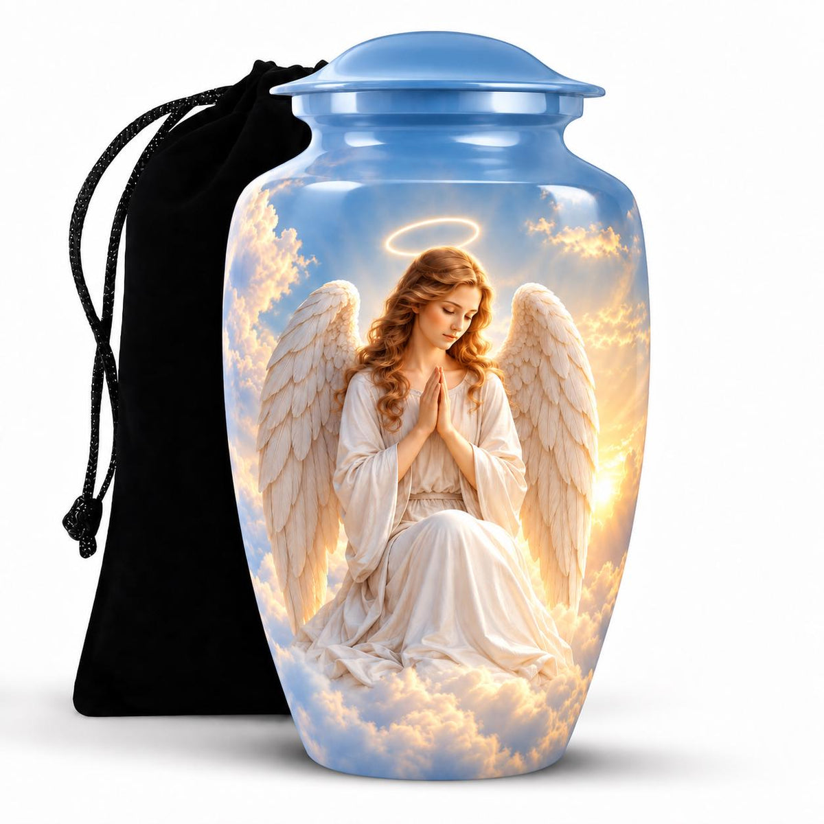 Personalized Angel Urn For Mom Ashes - Heaven Theme Cremation Urn For Adult Ashes