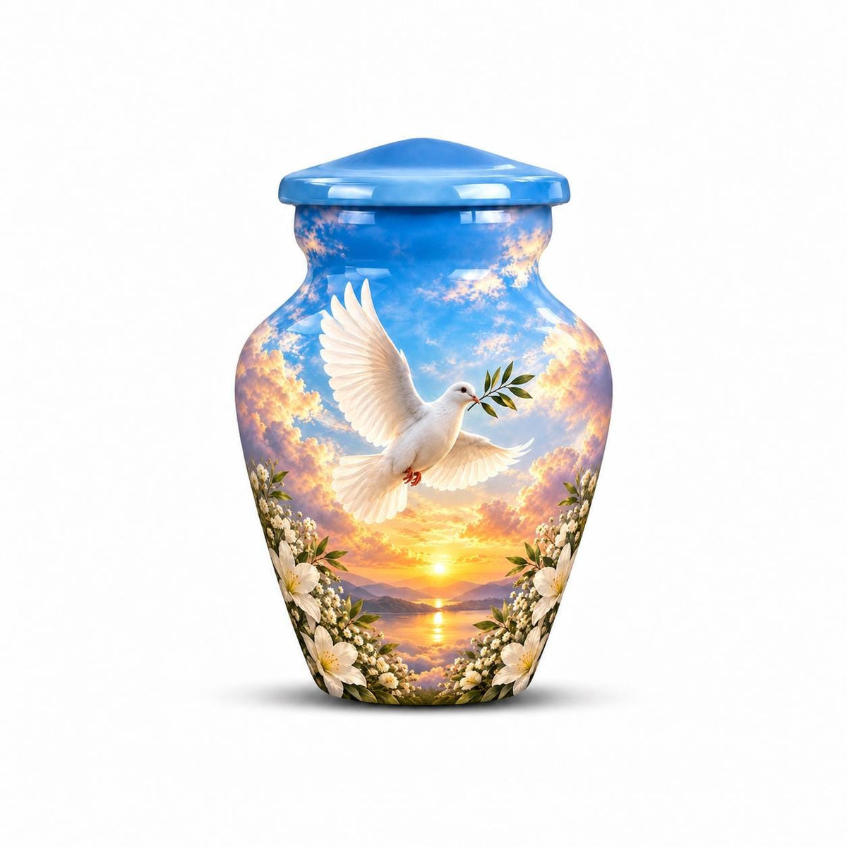 Personalized Dove Memorial Urn - Peaceful Sunset Urn