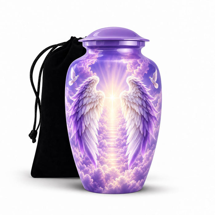 Personalized Purple Angel Wings Urn - Heaven Cremation Urn