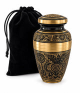 Personalized Engraved Cremation Urn - Black Gold Floral