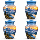 Personalized Mountain Memorial Urn For Dad Ashes – Sunset theme cremation Urn For Human Ashes