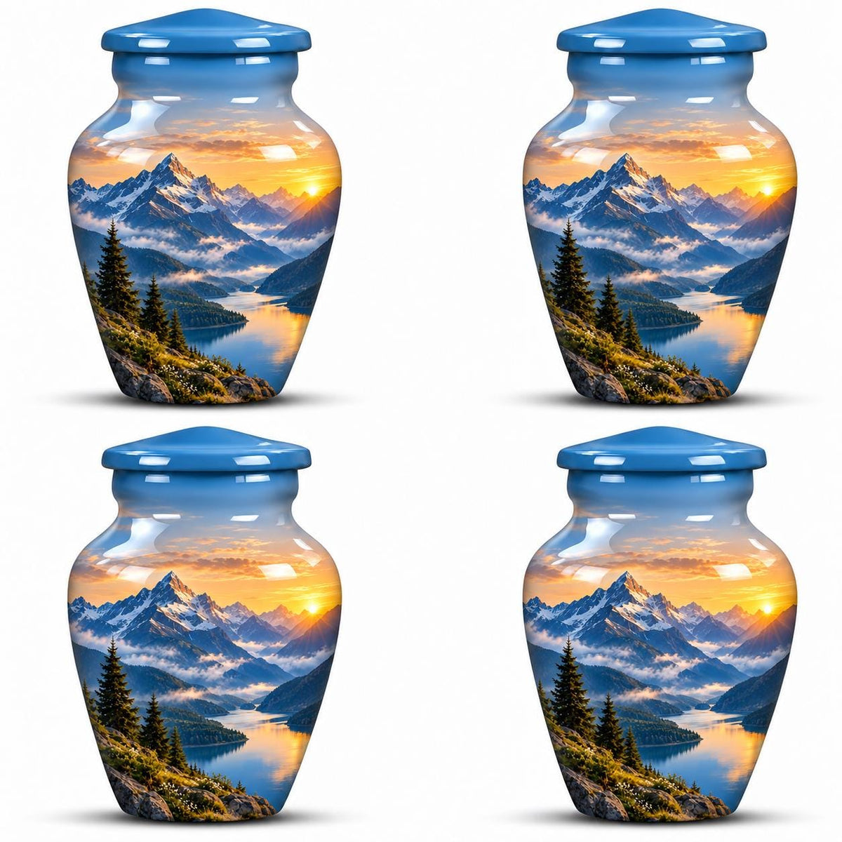 Personalized Mountain Memorial Urn For Dad Ashes – Sunset theme cremation Urn For Human Ashes