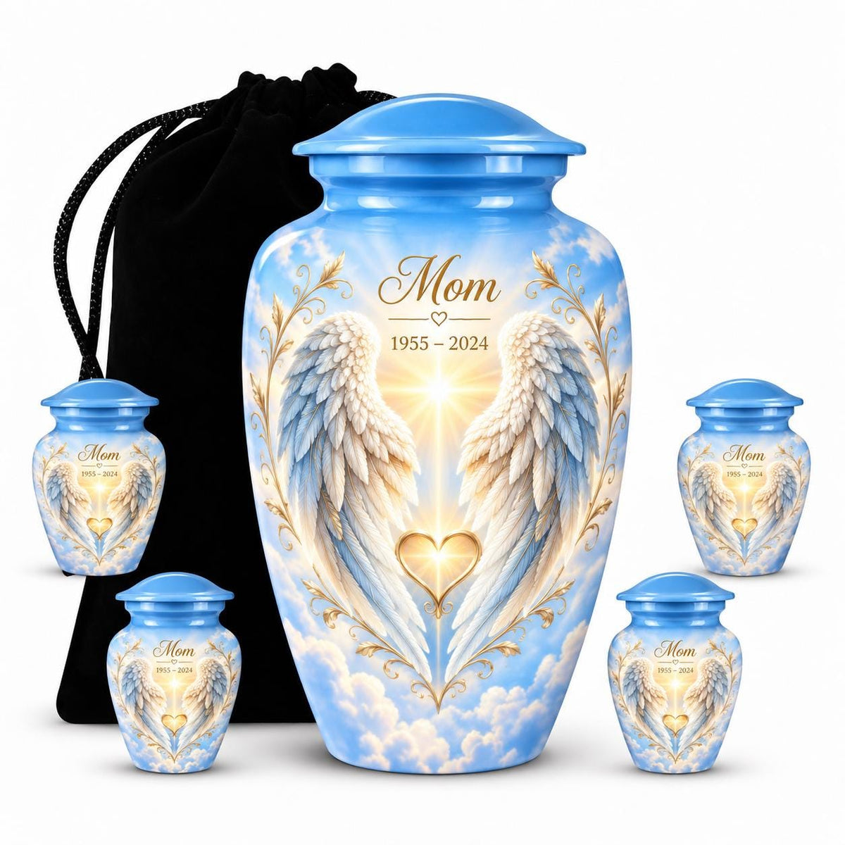 Personalized Angel Wings Urn For Mom - Heaven Memorial