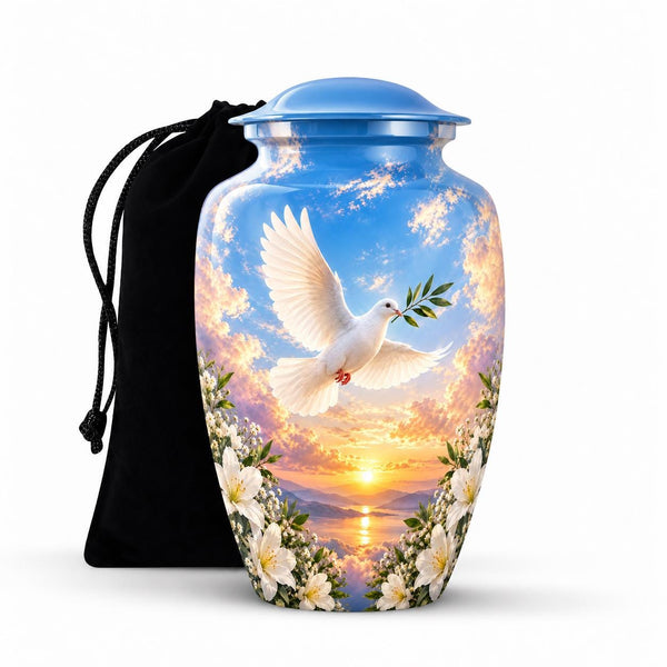 Personalized Dove Memorial Urn - Peaceful Sunset Urn