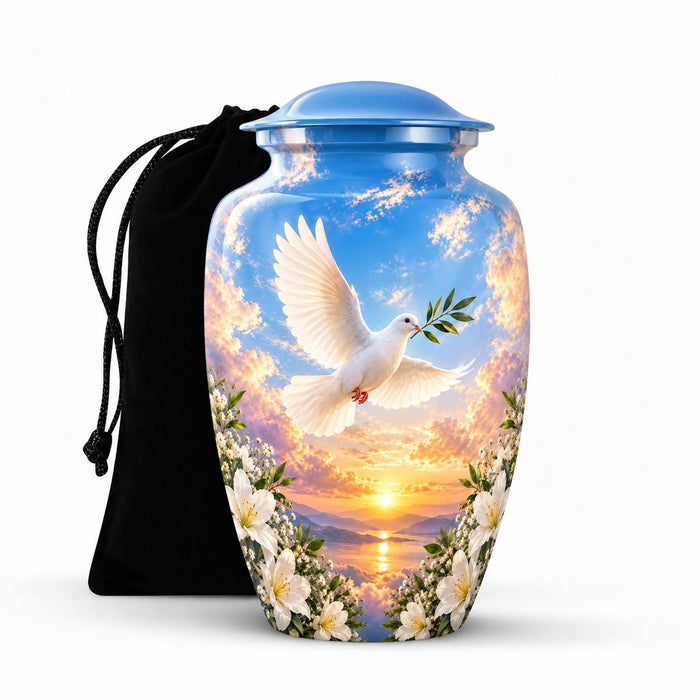 Personalized Dove Memorial Urn - Peaceful Sunset Urn