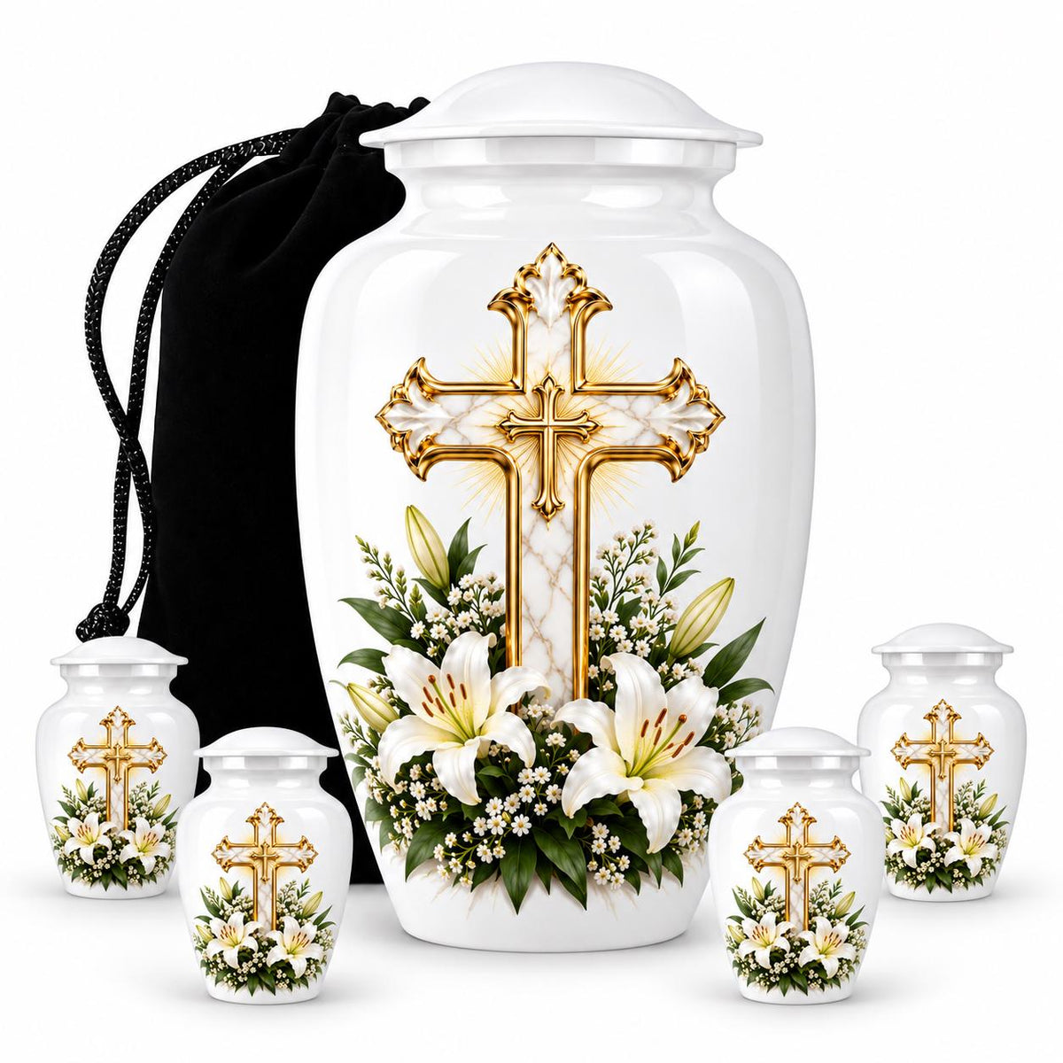Personalized Cross Memorial Urn - Christian Cremation Urn