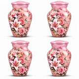 Personalized Pink Floral Urn For Mom - Rose & Lily Urn