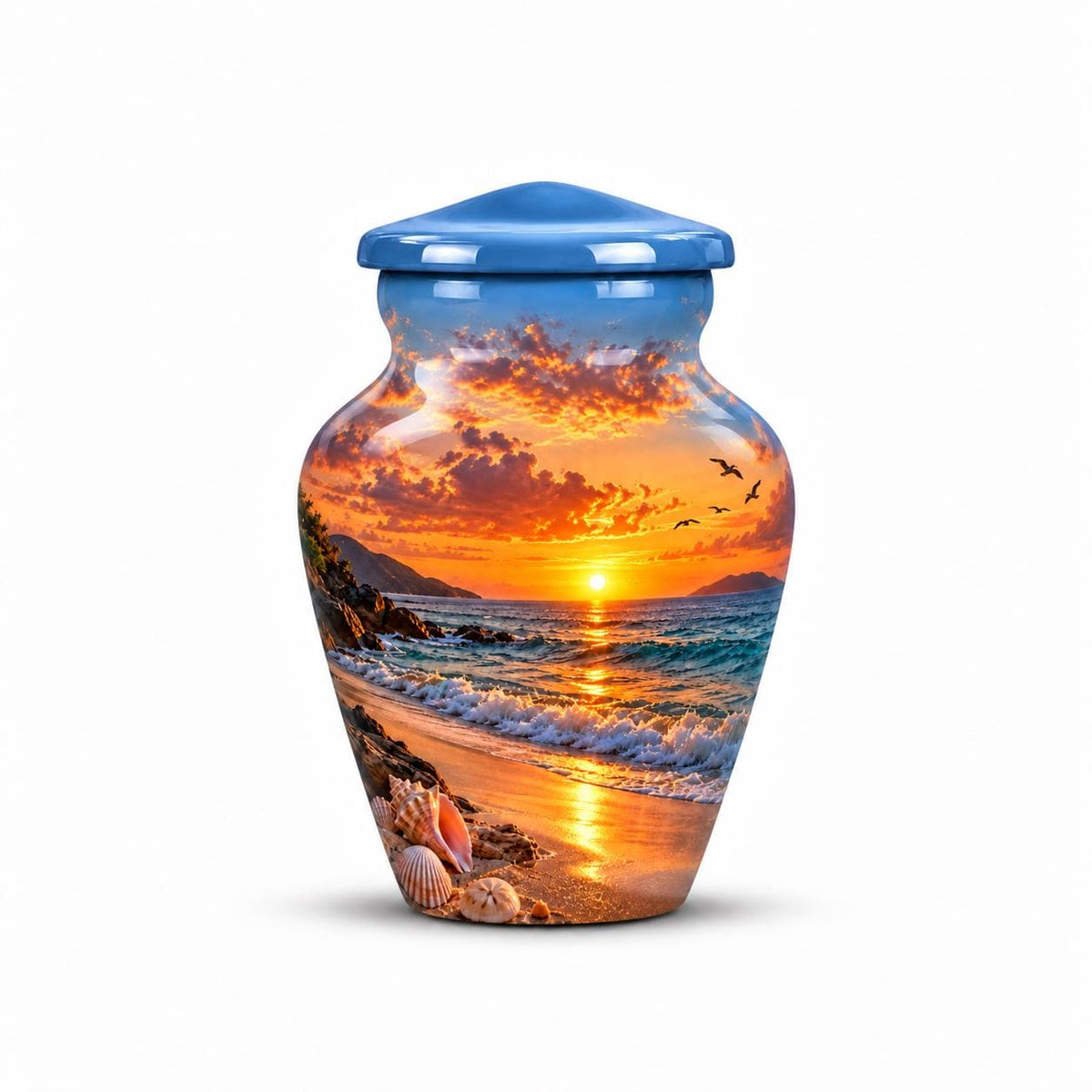 Personalized Beach Cremation Urn - Sunset Ocean Memorial