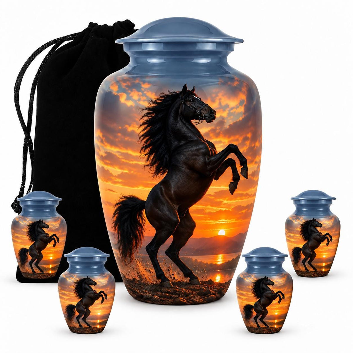 Personalized Horse Memorial Urn - Sunset Equestrian Urn