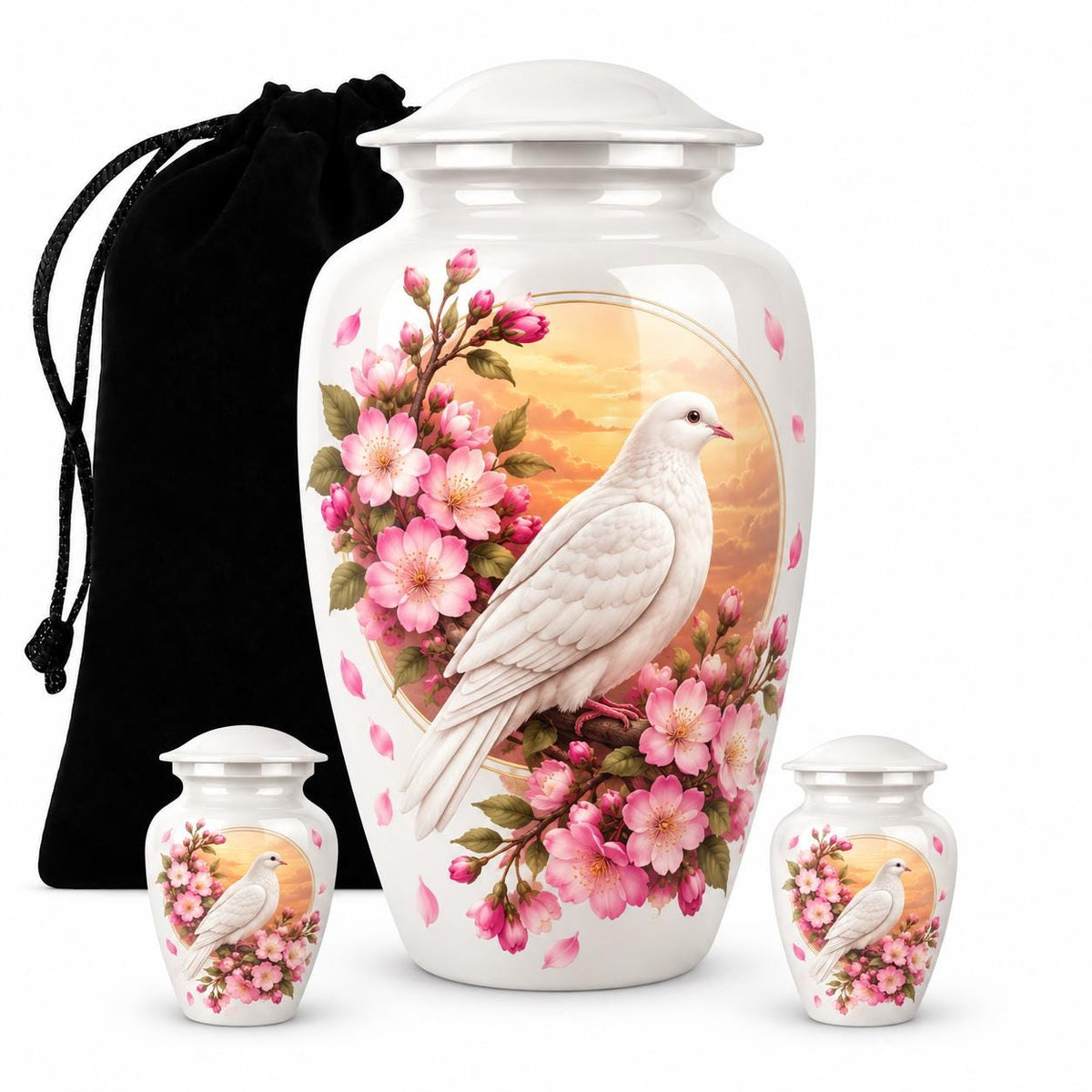 Personalized Dove Memorial Urn For Mom - Cherry Blossom