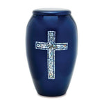 Handcrafted Blue Cross Adult Cremation Urn