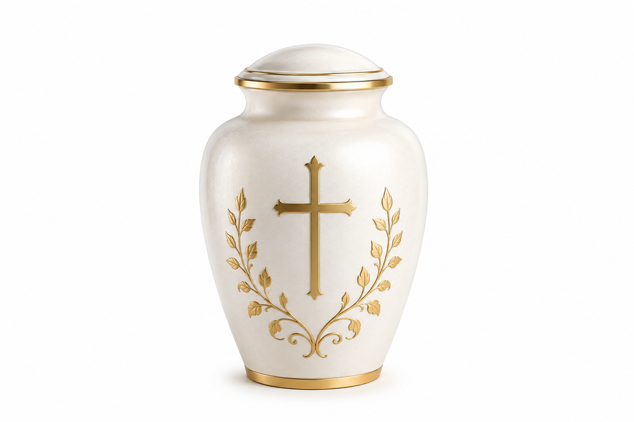 Catholic Cremation Urn for Human Ashes - Cross theme Funeral Urn For Adult Ashes