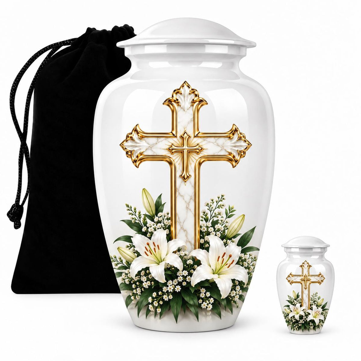Personalized Cross Memorial Urn - Christian Cremation Urn