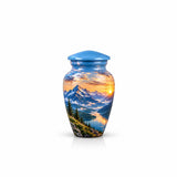 Personalized Mountain Memorial Urn For Dad Ashes – Sunset theme cremation Urn For Human Ashes