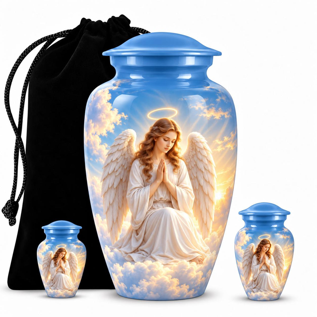 Personalized Angel Urn For Mom Ashes - Heaven Theme Cremation Urn For Adult Ashes