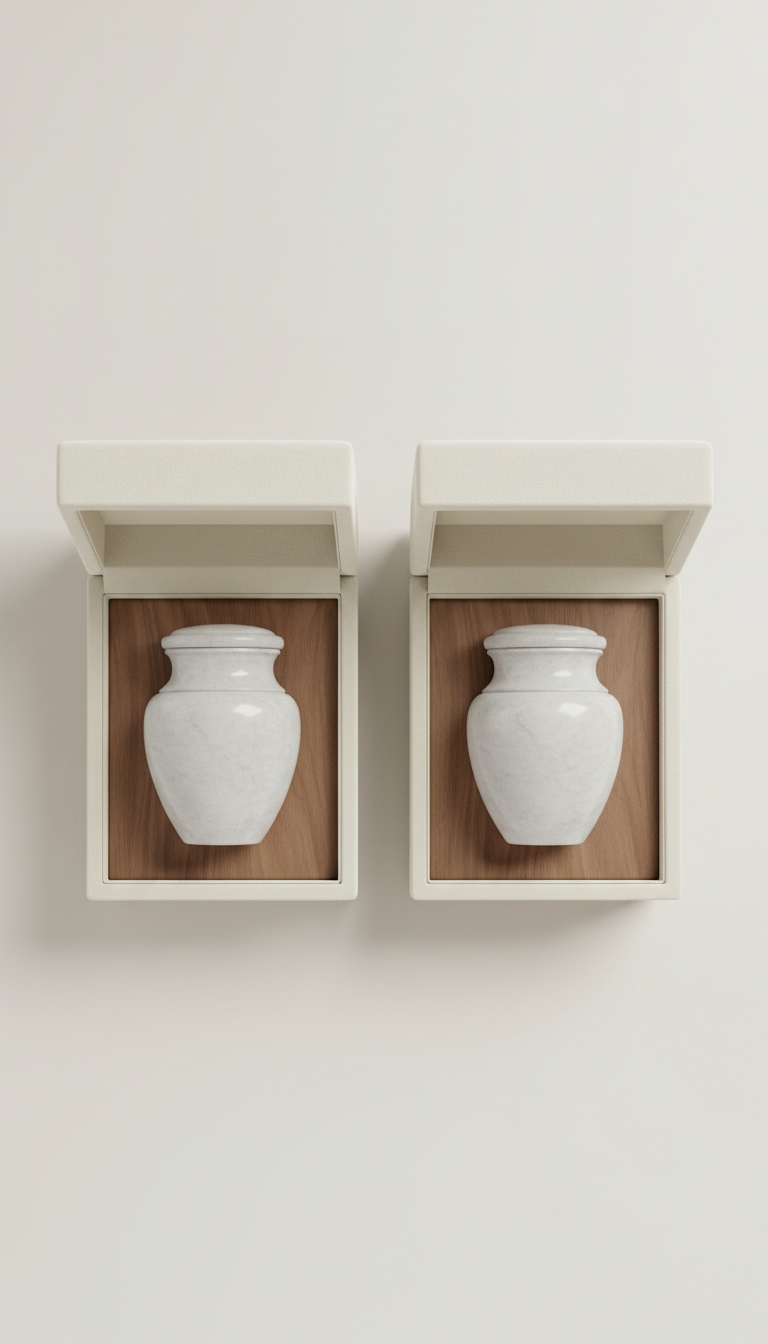 Velvet ivory keepsake box with urn