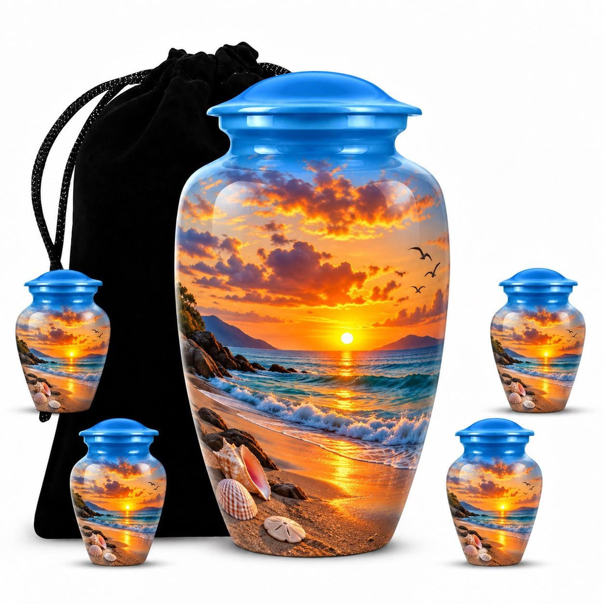 Personalized Beach Cremation Urn - Sunset Ocean Memorial