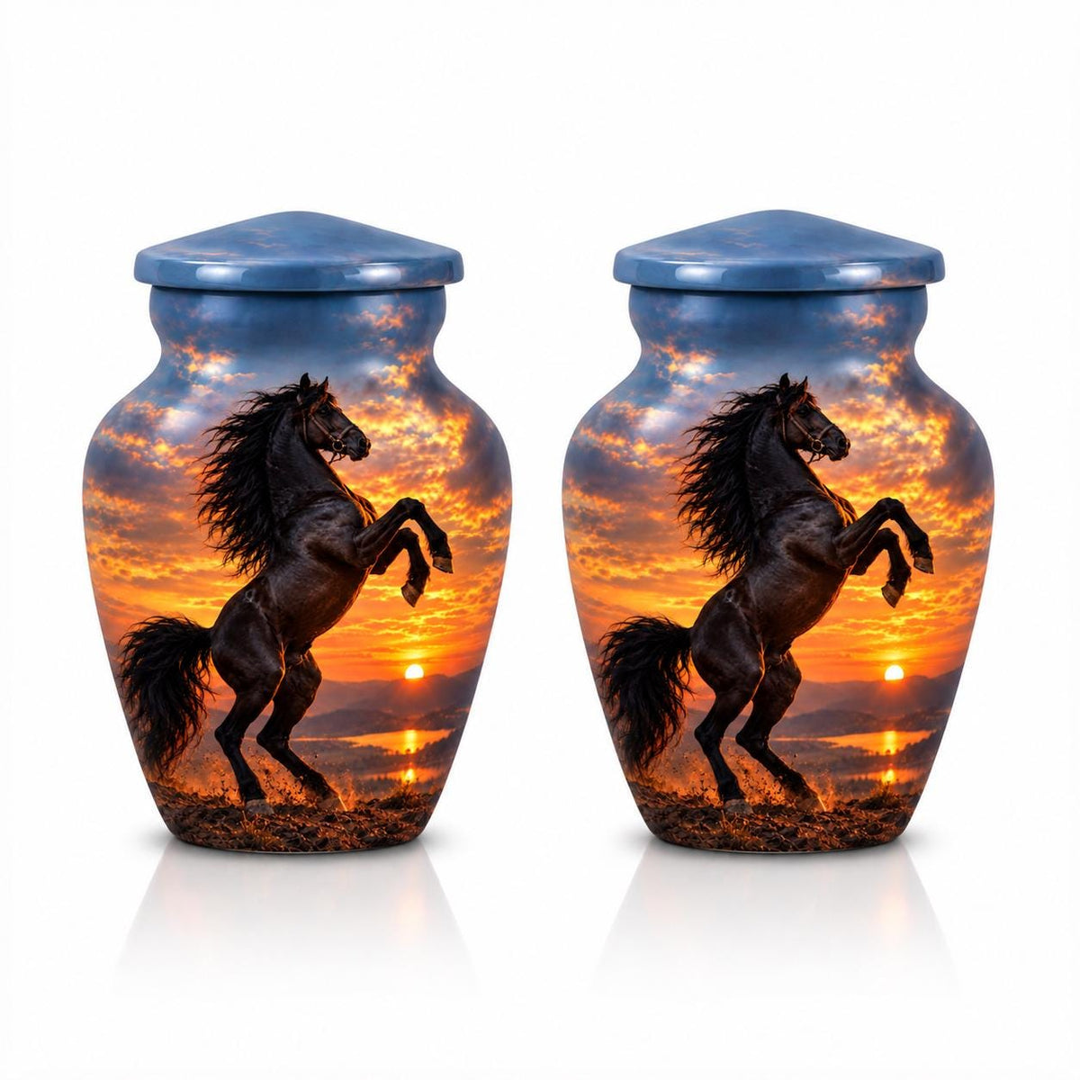 Personalized Horse Memorial Urn - Sunset Equestrian Urn