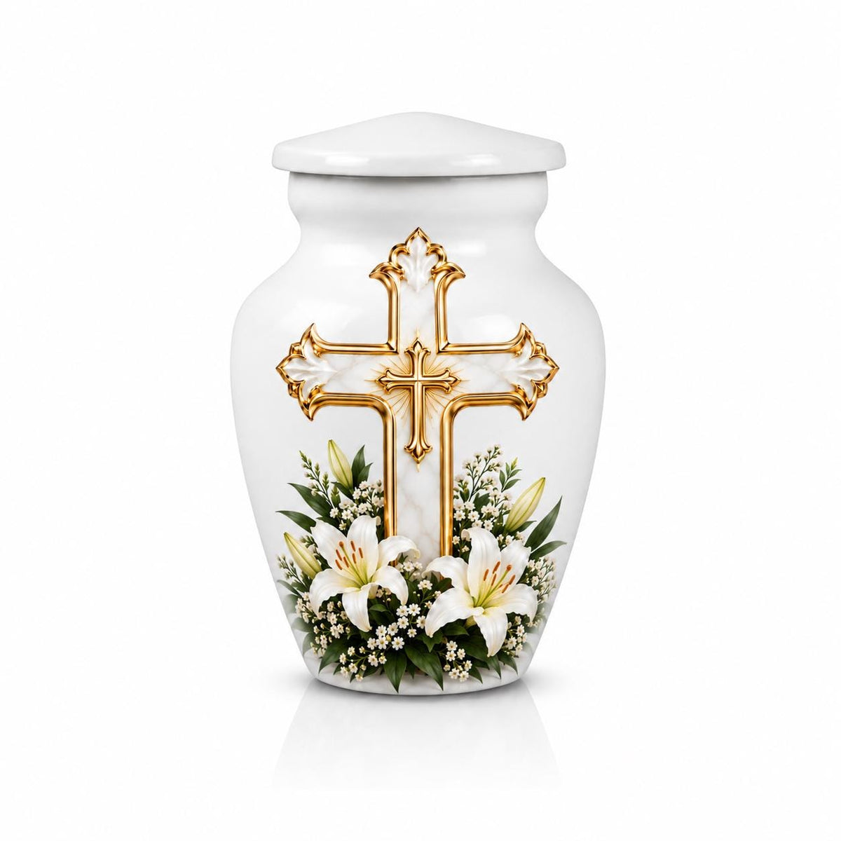 Personalized Cross Memorial Urn - Christian Cremation Urn