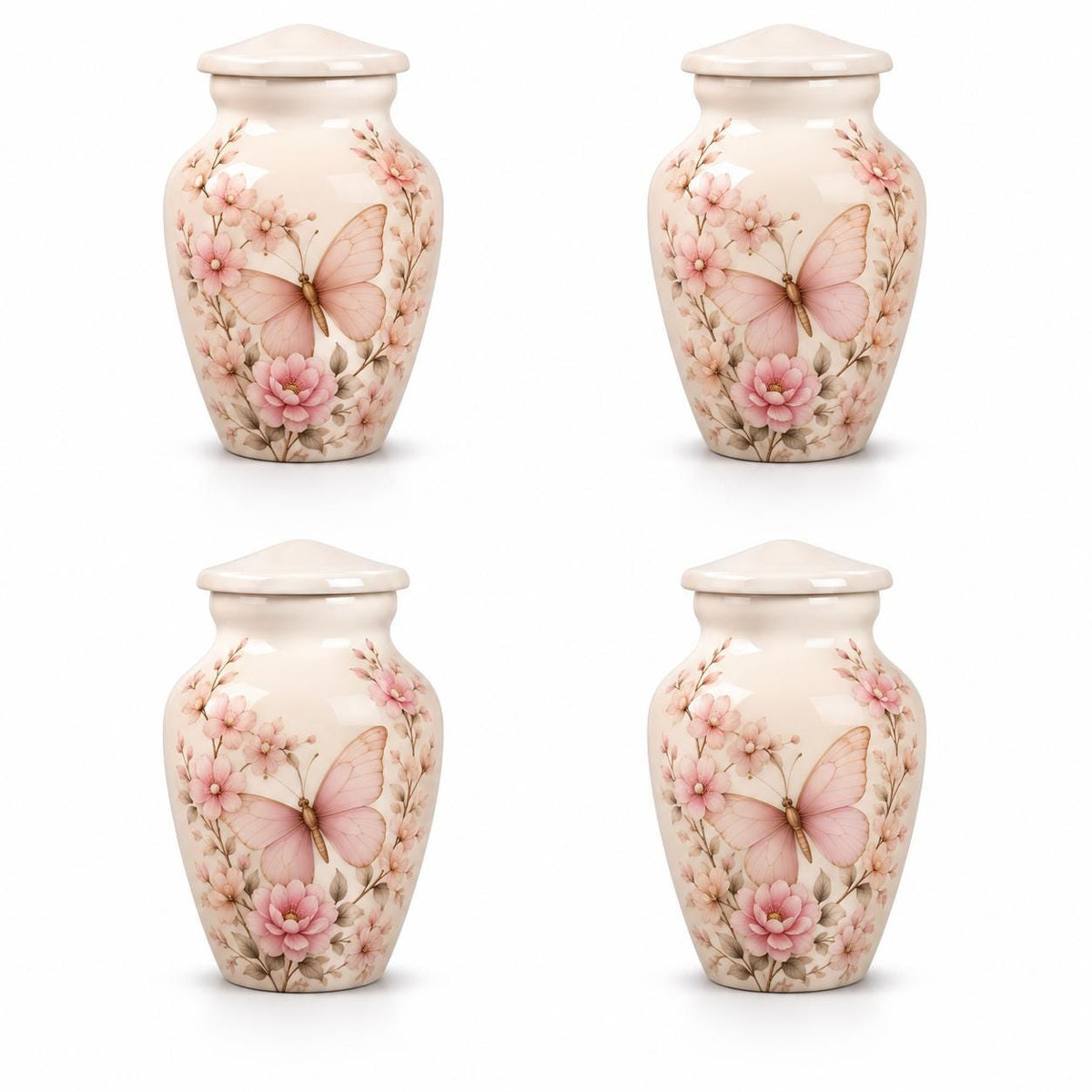 Personalized Butterfly Memorial Urn For Mom - Pink Floral Urn