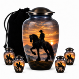 Cow Boy Cremation Urn - Horse Memorial Urn For Adult Ashes