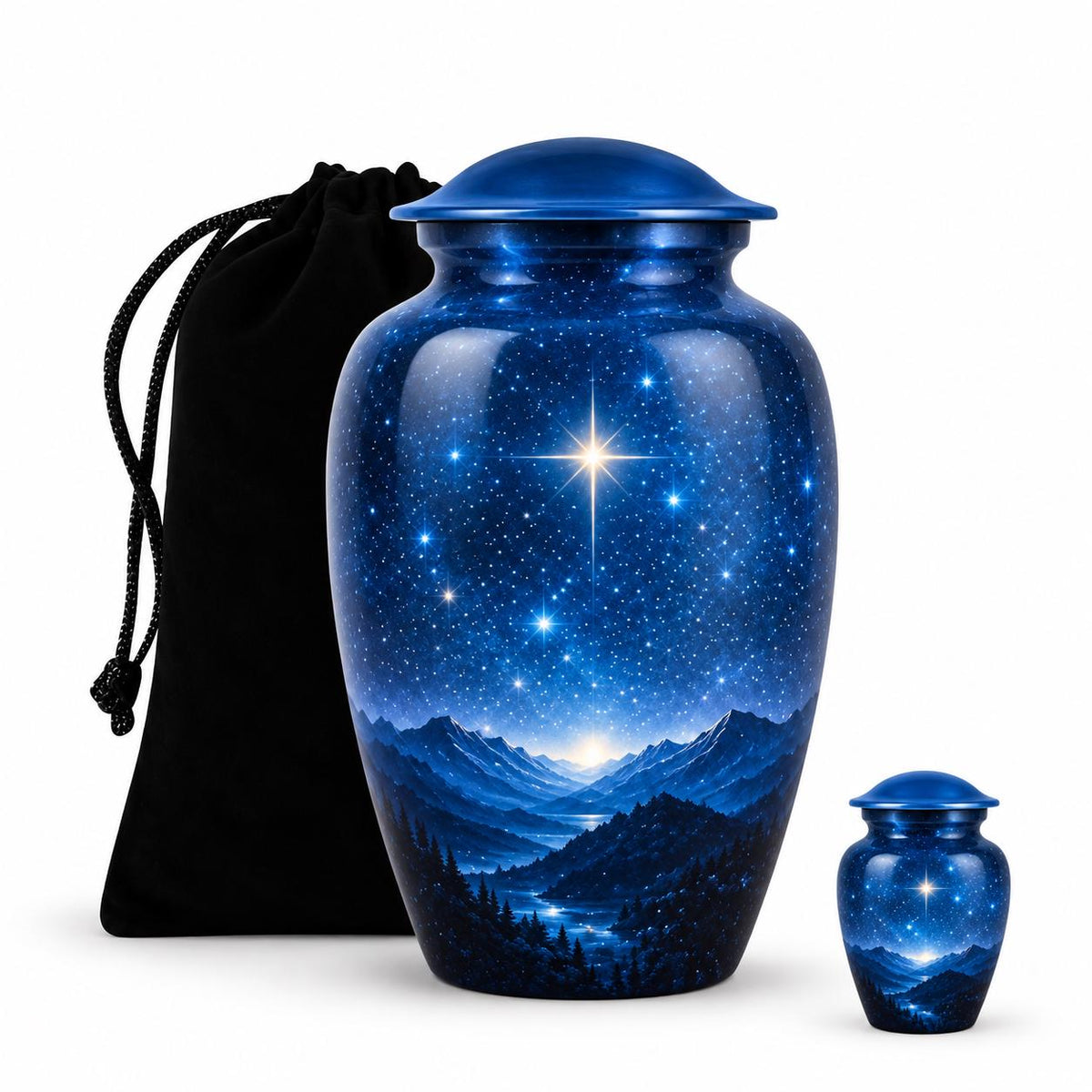 Personalized Mountain Memorial Urn - Night Sky Cremation Urn