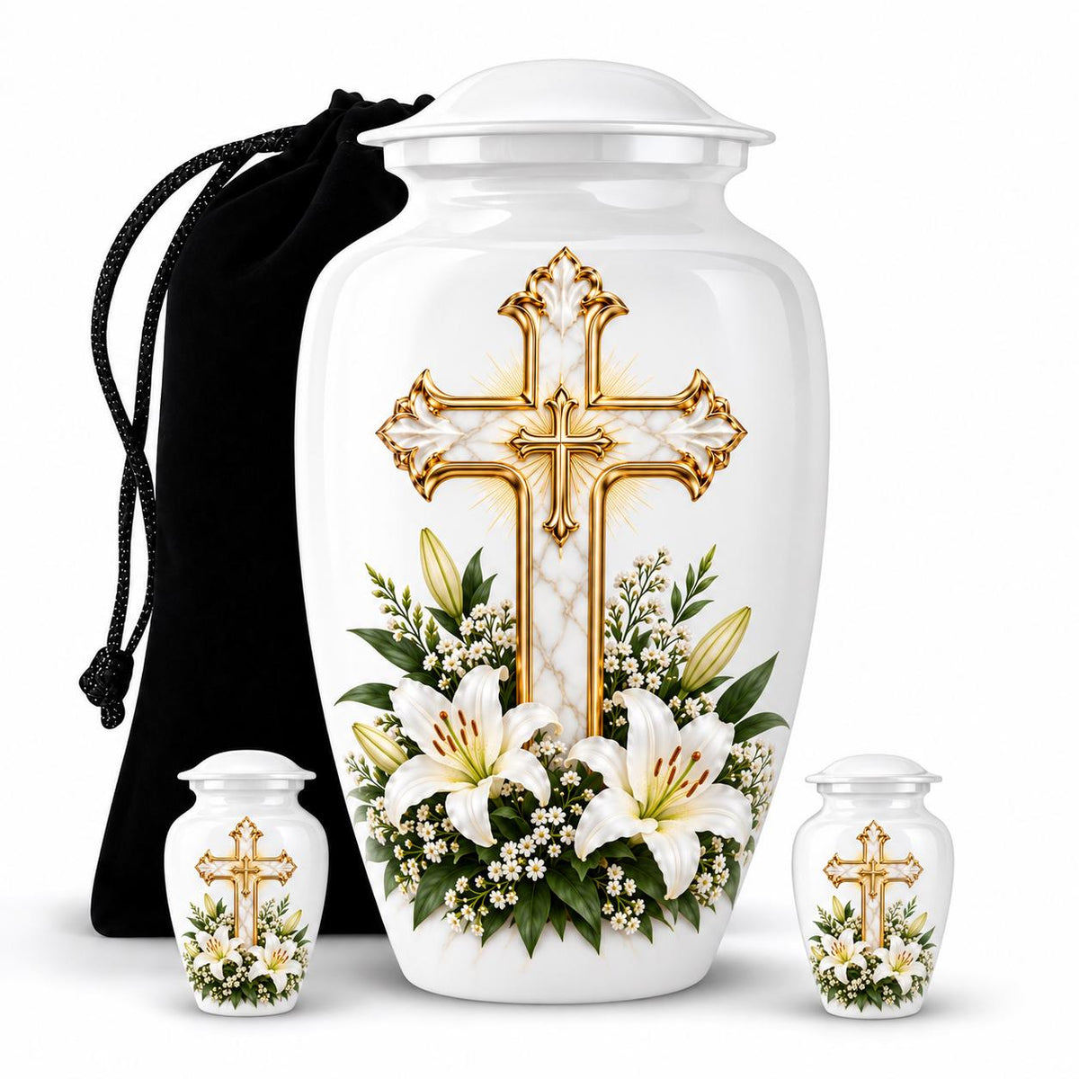 Personalized Cross Memorial Urn - Christian Cremation Urn