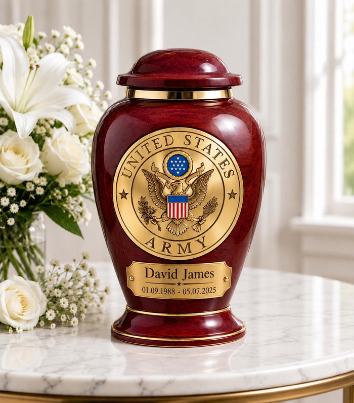 Personalized Army Memorial Urn - Veteran Cremation Urn