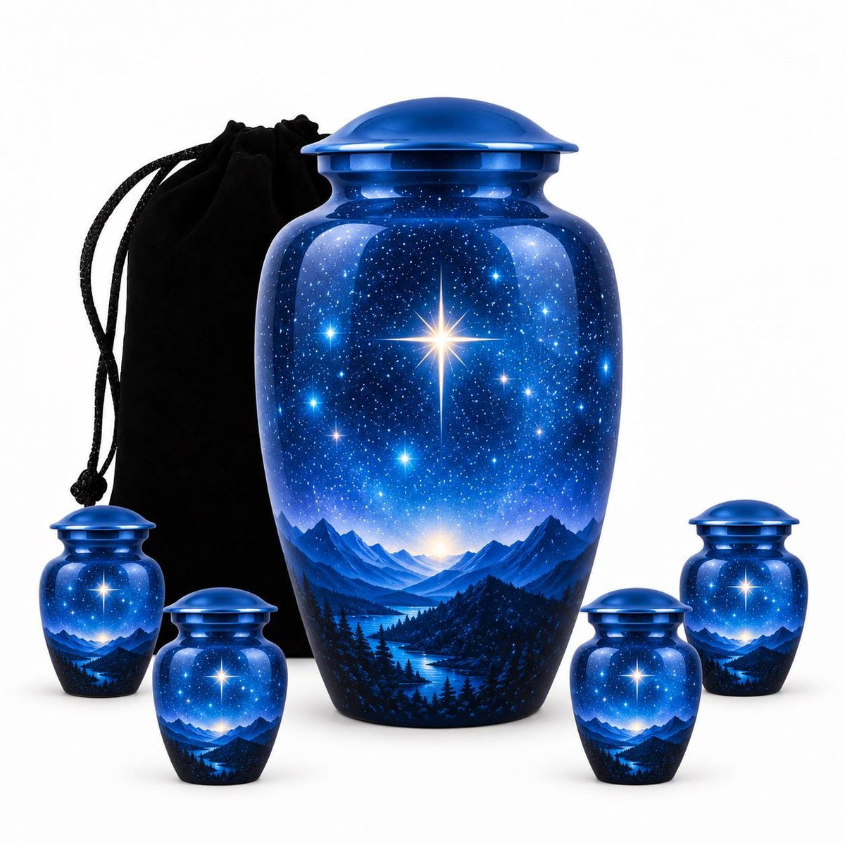 Personalized Mountain Memorial Urn - Night Sky Cremation Urn