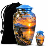 Personalized Fishing Memorial Urn For Dad - Sunset Urn