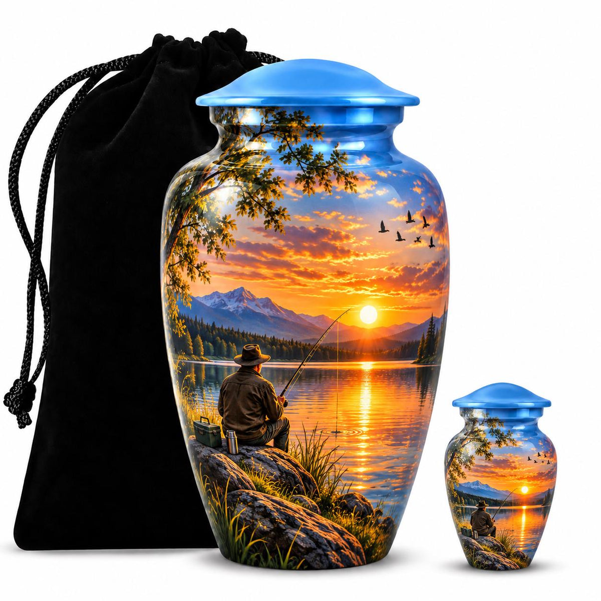 Personalized Fishing Memorial Urn For Dad - Sunset Urn