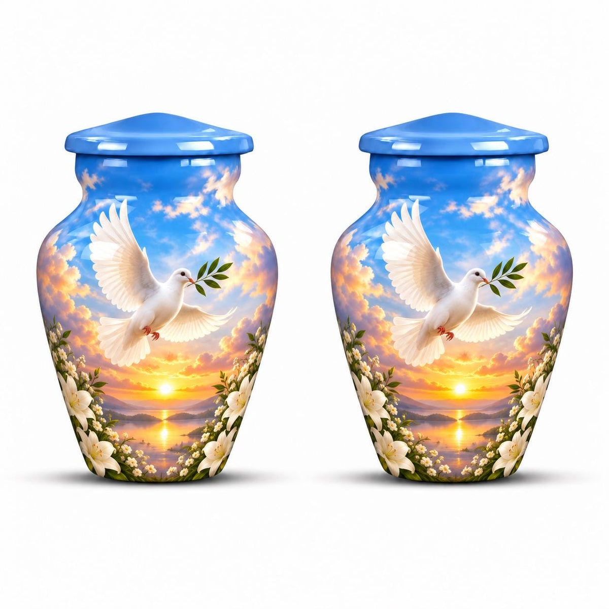 Personalized Dove Memorial Urn - Peaceful Sunset Urn