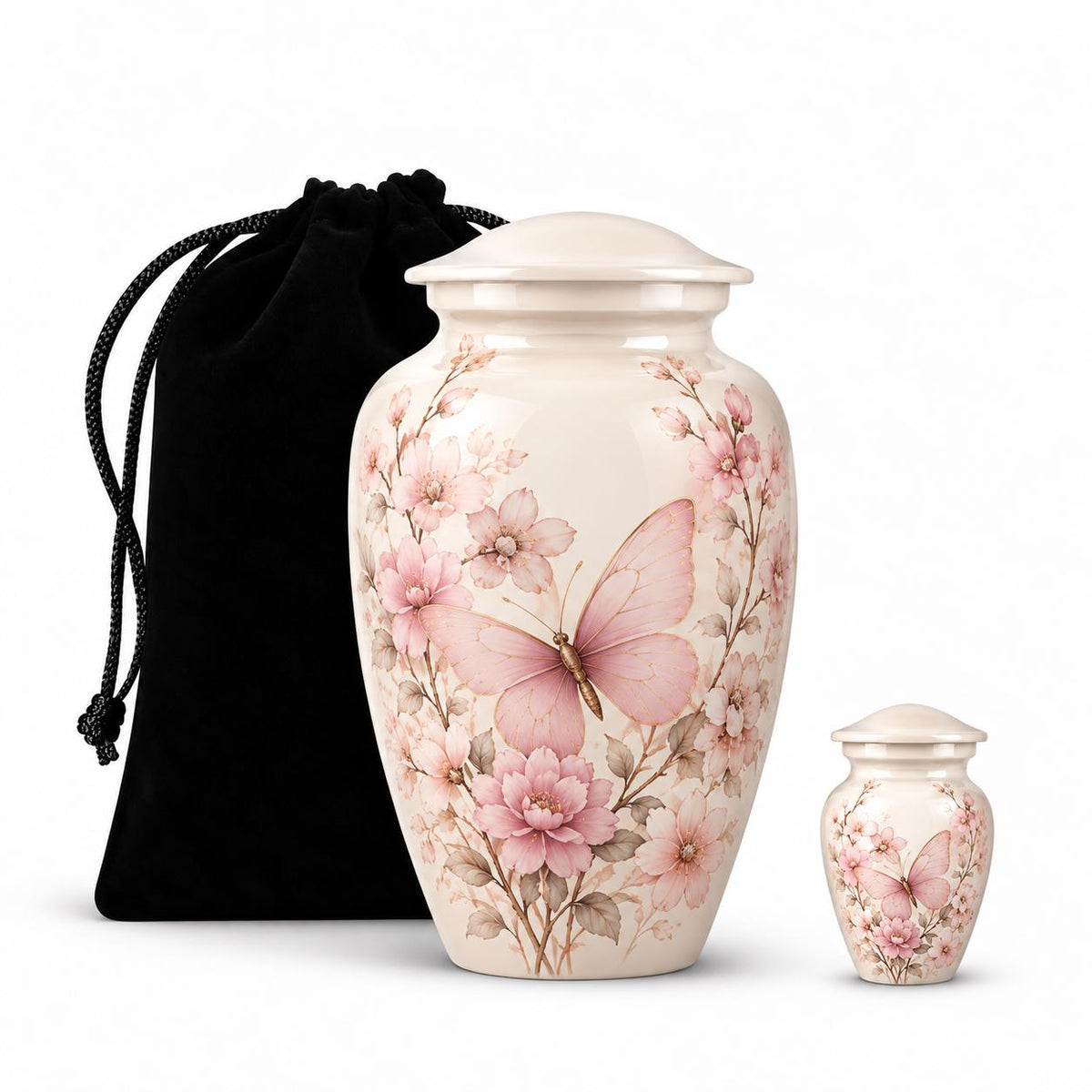 Personalized Butterfly Memorial Urn For Mom - Pink Floral Urn