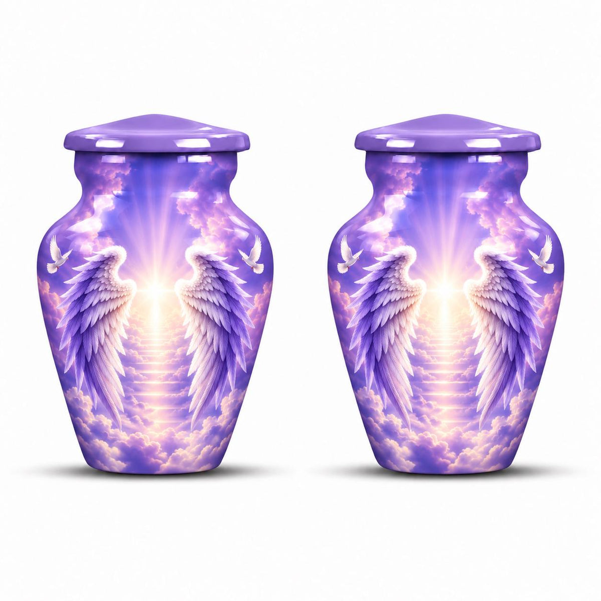 Personalized Purple Angel Wings Urn - Heaven Cremation Urn