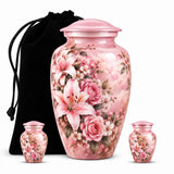 Personalized Pink Floral Urn For Mom - Rose & Lily Urn