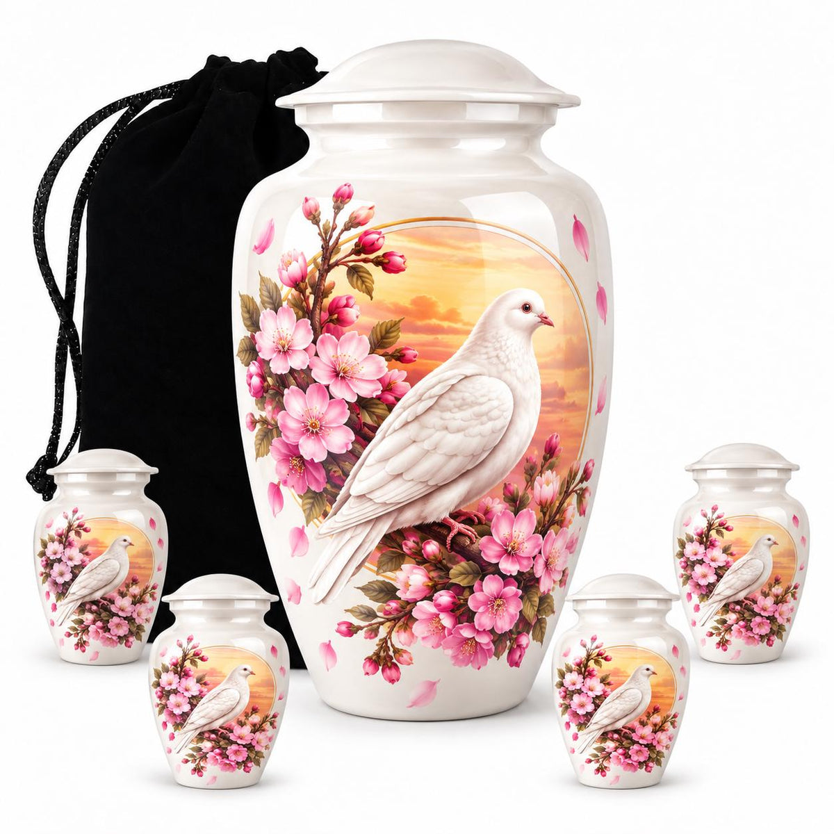 Personalized Dove Memorial Urn For Mom - Cherry Blossom