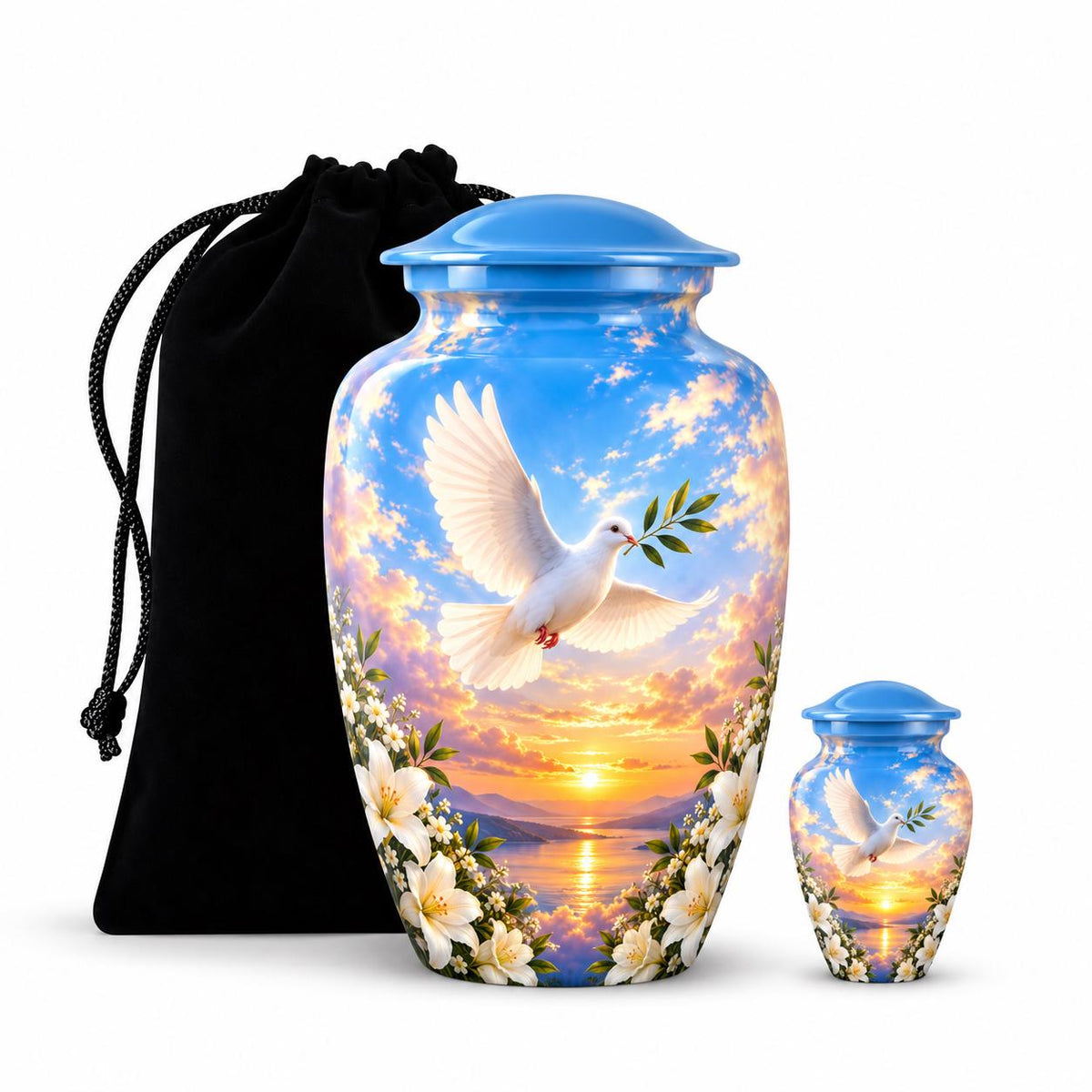 Personalized Dove Memorial Urn - Peaceful Sunset Urn