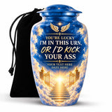 Personalized Heaven Angel Wings Cremation Urn – Funny Memorial Tribute (Adult Ashes)