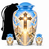 Personalized Cross Memorial Urn - Dove & Heaven Theme