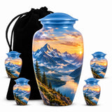 Personalized Mountain Memorial Urn For Dad Ashes – Sunset theme cremation Urn For Human Ashes