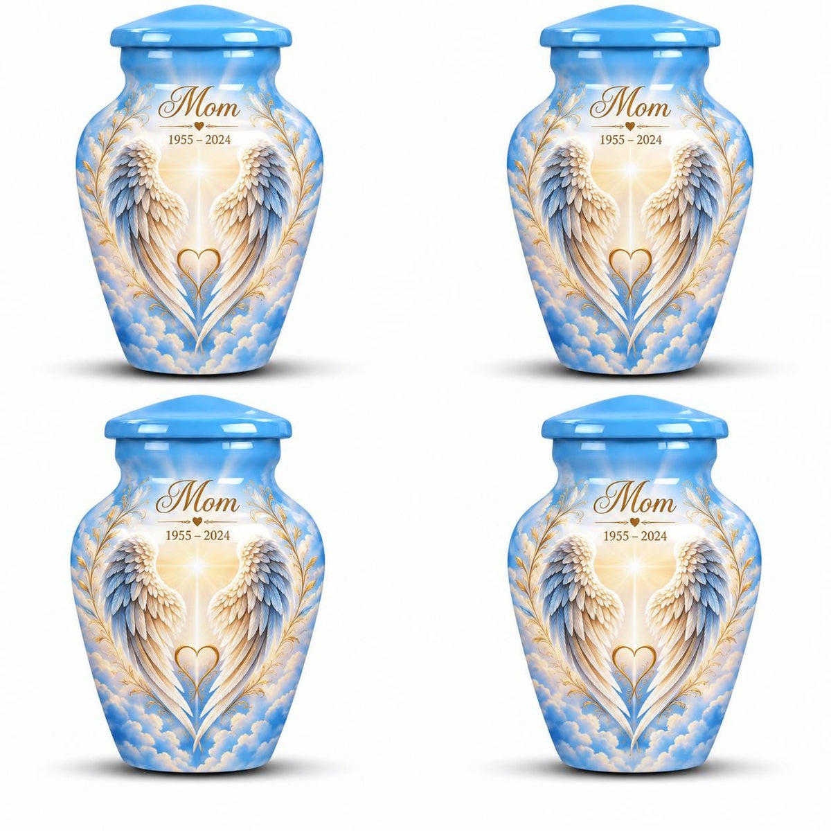 Personalized Angel Wings Urn For Mom - Heaven Memorial