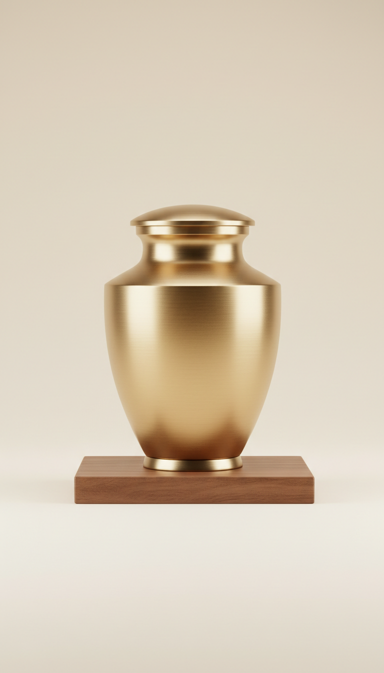 Brushed gold metal urn