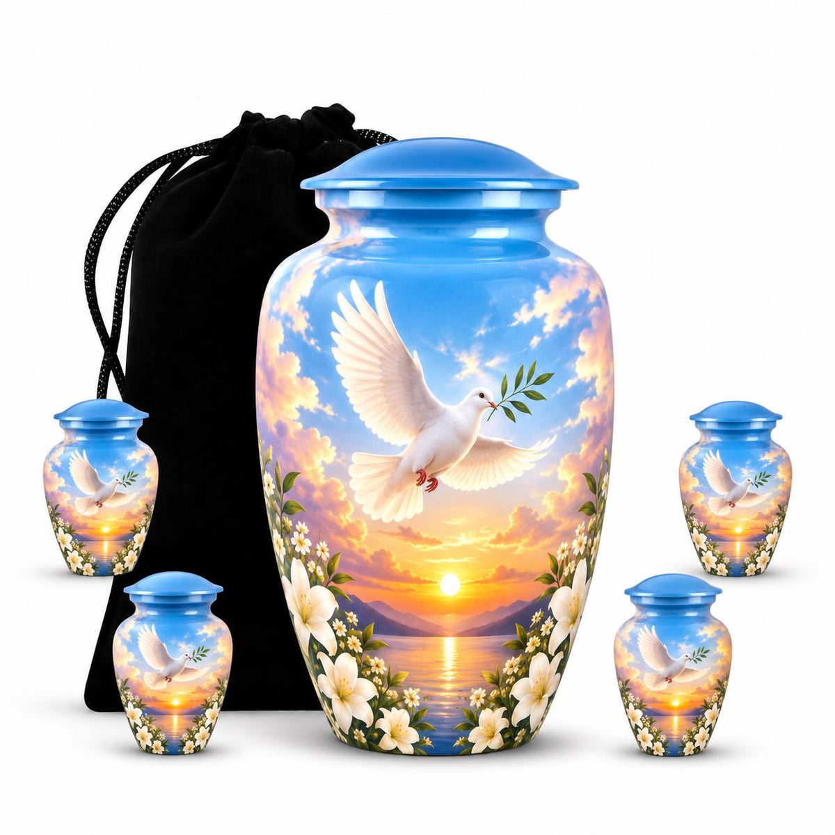 Personalized Dove Memorial Urn - Peaceful Sunset Urn